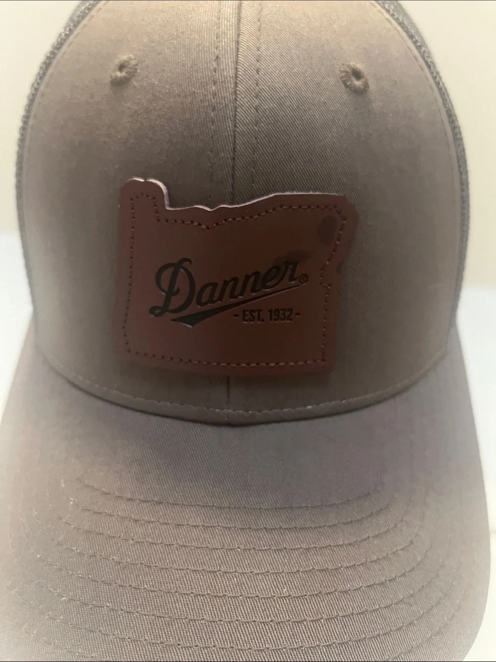 Danner Olive and Brown Leather Patch Trucker Cap